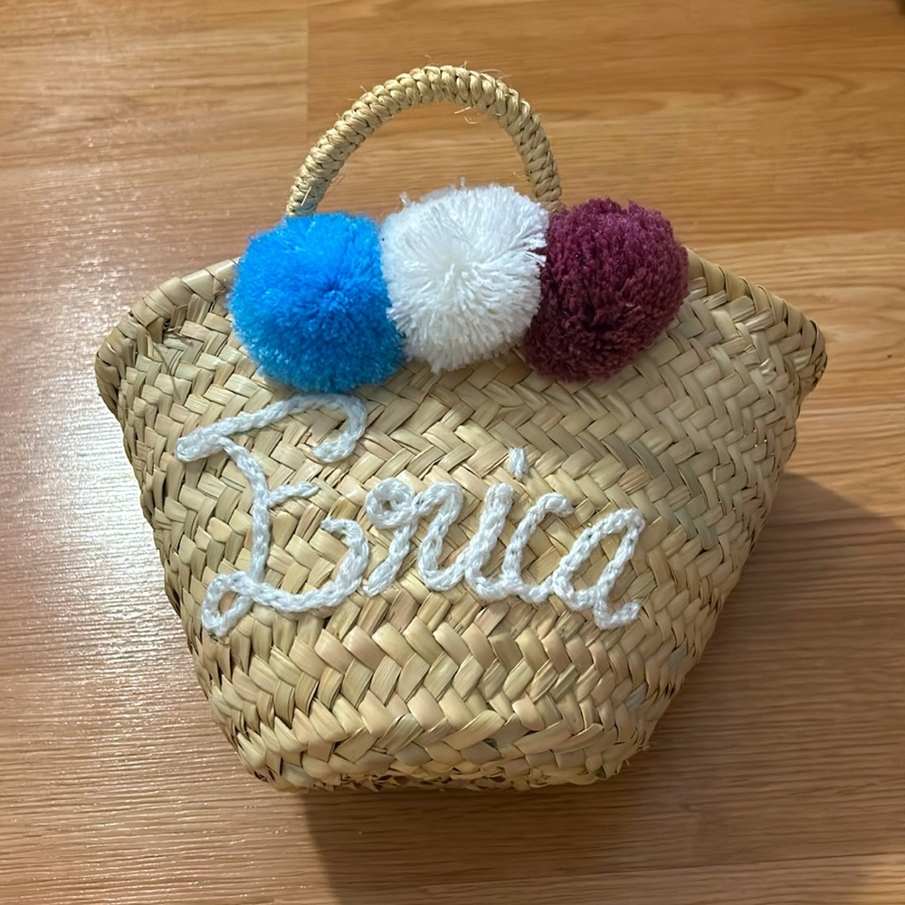 “Erica” Embroidered Morracan Straw Bag